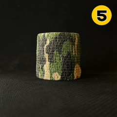Камуфляжна стрічка, клейка, еластична, кінезіо тейп 5 Ліс темний Woodland Камуфляжна стрічка, клейка, еластична, кінезіо тейп 5 Ліс темний Woodland